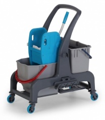 Уборочная тележка PROCART JET 740S с отжимом, ведром для сбора мусора  и отсеком для инв. 25 и 18 л.