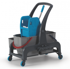 Уборочная тележка PROCART JET 721S с  отжимом, 2-мя ведрами по 25 л. и ведром для аксессуаров