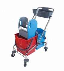 Уборочная тележка двухведерная, 2х18 л ведро SK798, каркас хром, отжим MPP793 пластик