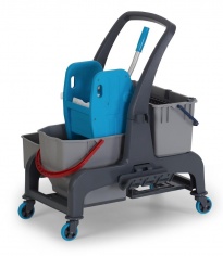Уборочная тележка PROCART JET 741S с отжимом, отсеком для инв., и ведром для мытья окон 25 и 22 л.