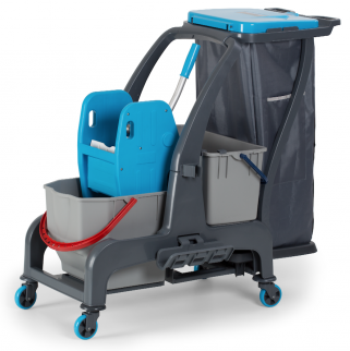 Уборочная тележка PROCART JET 727S с отжимом, ведром для сбора мусора и ведром для мытья окон фото 36002