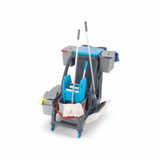 Уборочная тележка PROCART JET 736S с отжимом, ведром для сбора мусора  и отсеком для инв. 25 и 18 л. фото 35997