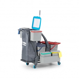 Уборочная тележка PROCART JET 731S с герм. ковшом, ведром для сбора мусора  и отсеком для инвентаря фото 35961