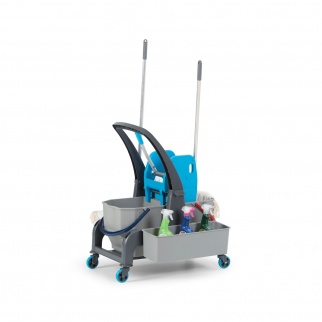 Уборочная тележка PROCART JET 721S с  отжимом, 2-мя ведрами по 25 л. и ведром для аксессуаров фото 36024
