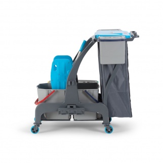 Уборочная тележка PROCART JET 736S с отжимом, ведром для сбора мусора  и отсеком для инв. 25 и 18 л. фото 35993