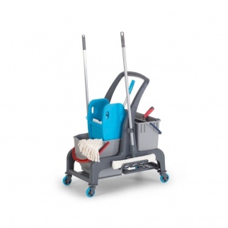 Уборочная тележка PROCART JET 740S с отжимом, ведром для сбора мусора  и отсеком для инв. 25 и 18 л. фото 48971