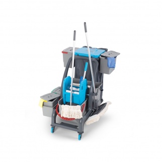 Уборочная тележка PROCART JET 728S с отжимом, ведром для мусора и ведром для мытья окон 25 и 22 л. фото 36013