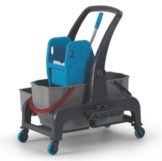 Уборочная тележка PROCART JET 721S с  отжимом, 2-мя ведрами по 25 л. и ведром для аксессуаров фото 36020