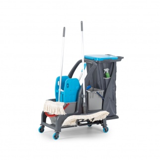 Уборочная тележка PROCART JET 727S с отжимом, ведром для сбора мусора и ведром для мытья окон фото 36005
