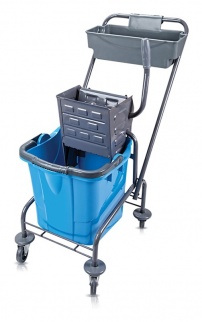 Уборочная тележка одноведерная, 1х25 л, каркас металл, отжим MP791 металл, доп. контейнер фото 8399